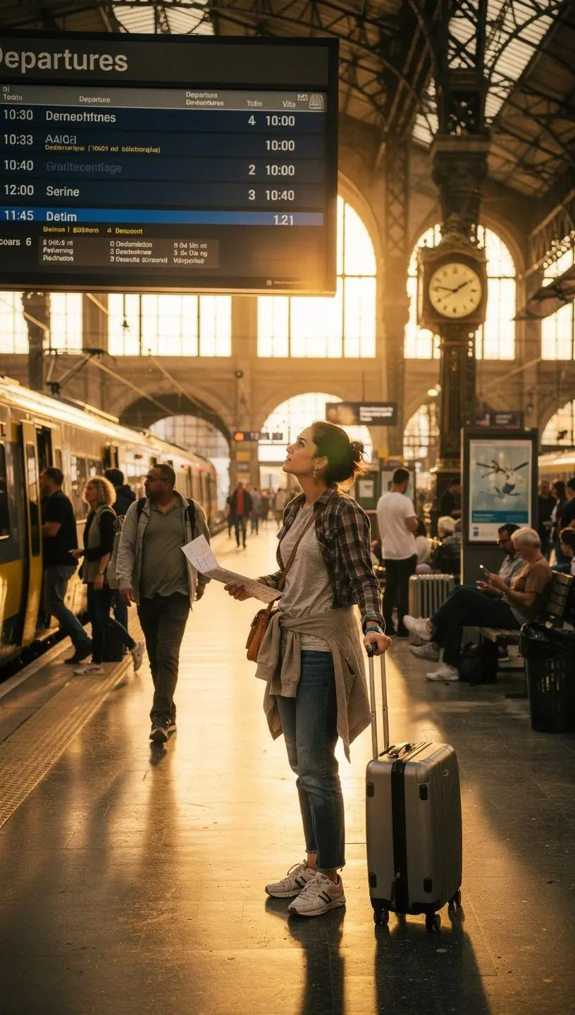 Widok na sceniczną trasę podróżniczą z notatkami na temat atrakcji.